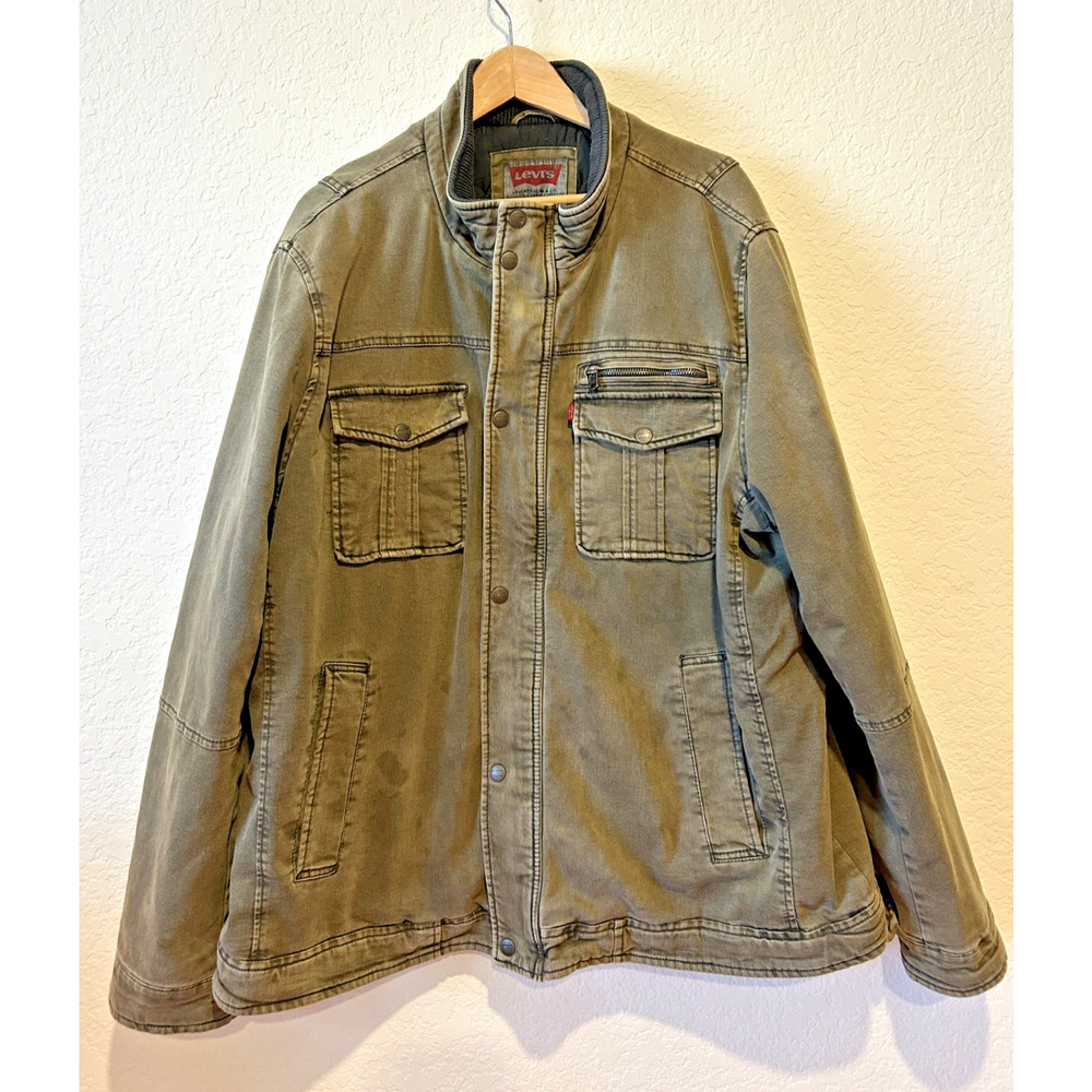 Levi's Trucker Canvas Chore Jacket Size XXL 2XL Brown Outdoor Barn Quilted Liner